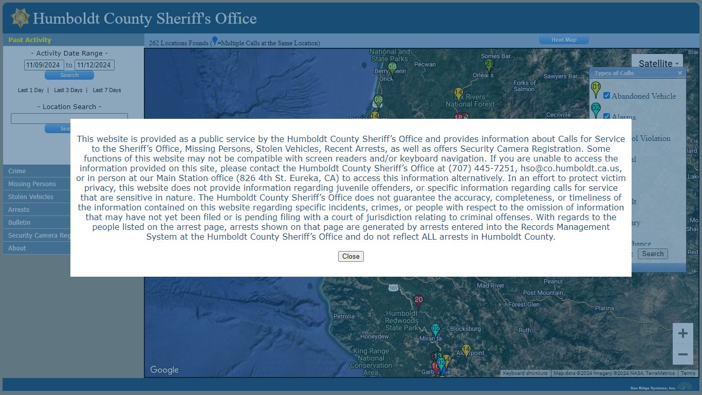 Humboldt County Sheriff's Office - CrimeGraphics.com